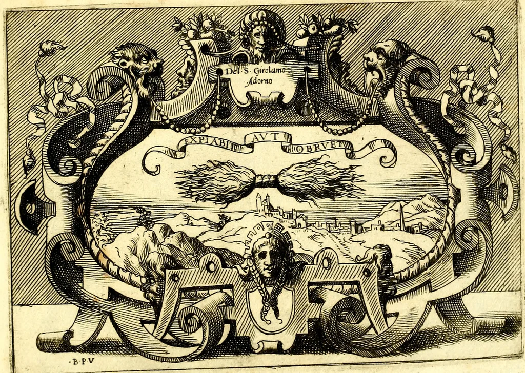 An illustration from Di Battista Pittoni pittore vicentino ano. M.D.LXVIII Impresse di diversi prencipi, dvchi, signori, e d'altri personaggi et hvomini letterati et illvstri. Con priuillegio di Venetia per anni XV. Con alcune stanze del Dolce che dichiarano i motti di esse imprese, 1562, leaf 136