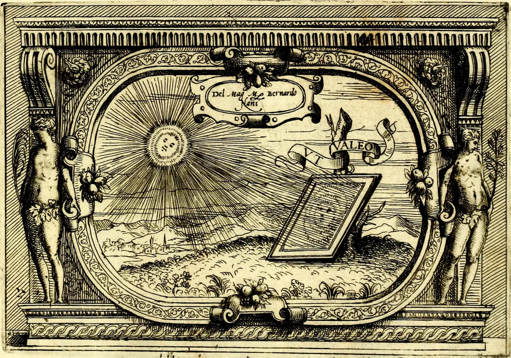 An illustration from Di Battista Pittoni pittore vicentino ano. M.D.LXVIII Impresse di diversi prencipi, dvchi, signori, e d'altri personaggi et hvomini letterati et illvstri. Con priuillegio di Venetia per anni XV. Con alcune stanze del Dolce che dichiarano i motti di esse imprese, 1562, leaf 164