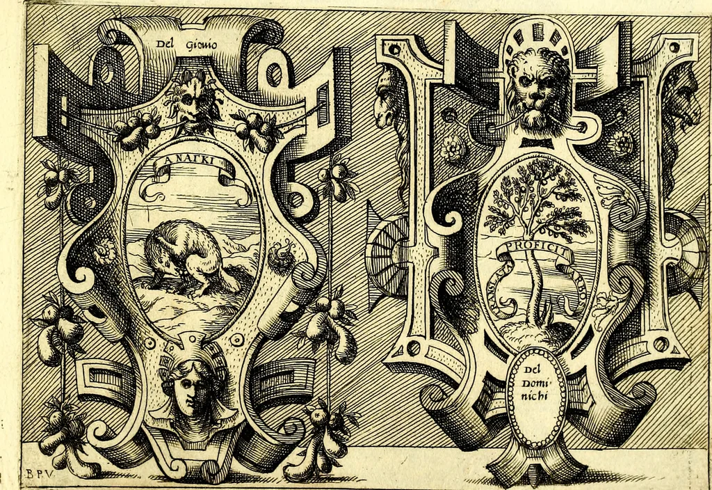 An illustration from Di Battista Pittoni pittore vicentino ano. M.D.LXVIII Impresse di diversi prencipi, dvchi, signori, e d'altri personaggi et hvomini letterati et illvstri. Con priuillegio di Venetia per anni XV. Con alcune stanze del Dolce che dichiarano i motti di esse imprese, 1562, leaf 188