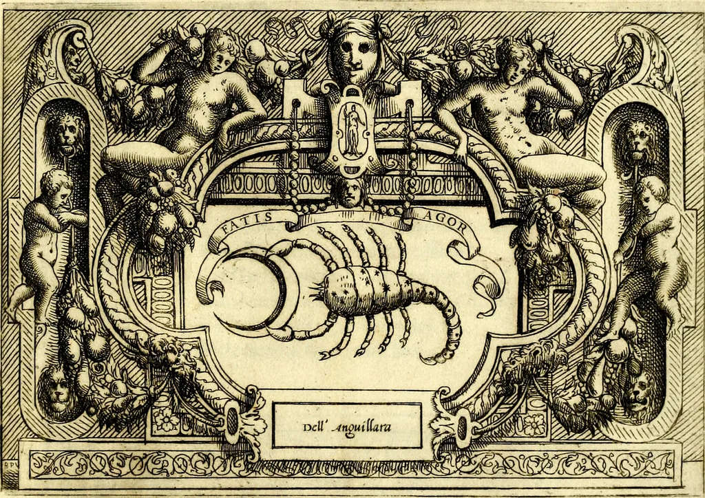 An illustration from Di Battista Pittoni pittore vicentino ano. M.D.LXVIII Impresse di diversi prencipi, dvchi, signori, e d'altri personaggi et hvomini letterati et illvstri. Con priuillegio di Venetia per anni XV. Con alcune stanze del Dolce che dichiarano i motti di esse imprese, 1562, leaf 192