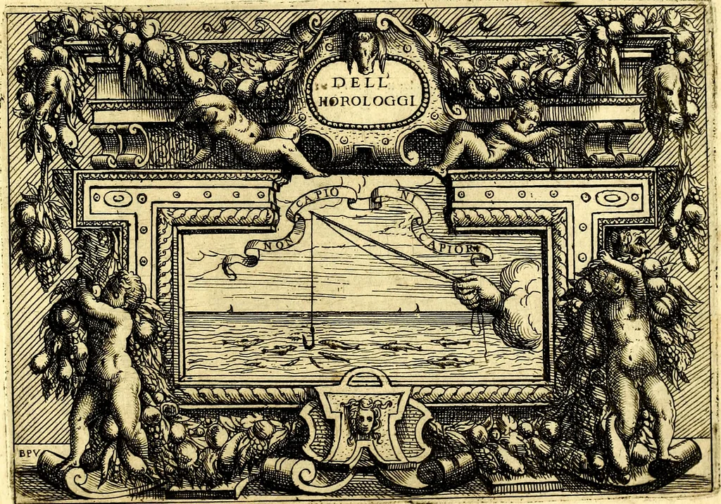 An illustration from Di Battista Pittoni pittore vicentino ano. M.D.LXVIII Impresse di diversi prencipi, dvchi, signori, e d'altri personaggi et hvomini letterati et illvstri. Con priuillegio di Venetia per anni XV. Con alcune stanze del Dolce che dichiarano i motti di esse imprese, 1562, leaf 196