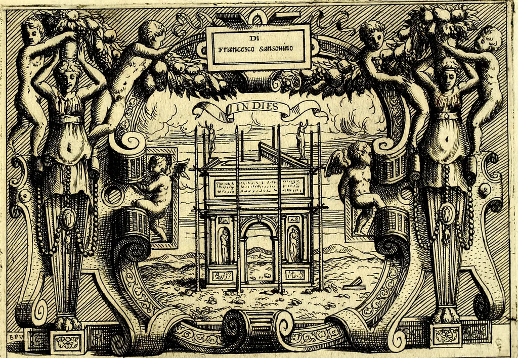 An illustration from Di Battista Pittoni pittore vicentino ano. M.D.LXVIII Impresse di diversi prencipi, dvchi, signori, e d'altri personaggi et hvomini letterati et illvstri. Con priuillegio di Venetia per anni XV. Con alcune stanze del Dolce che dichiarano i motti di esse imprese, 1562, leaf 200