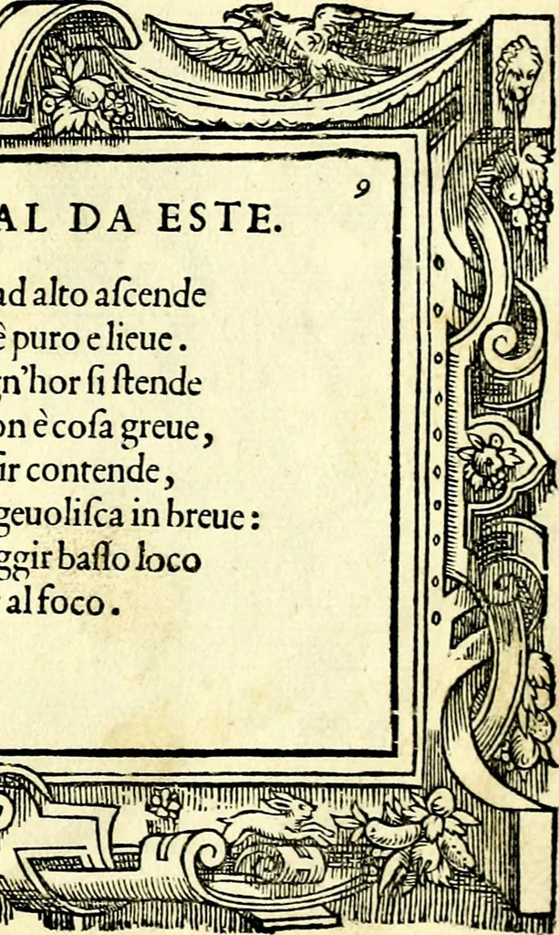 An illustration from Di Battista Pittoni pittore vicentino ano. M.D.LXVIII Impresse di diversi prencipi, dvchi, signori, e d'altri personaggi et hvomini letterati et illvstri. Con priuillegio di Venetia per anni XV. Con alcune stanze del Dolce che dichiarano i motti di esse imprese, 1562, leaf 38