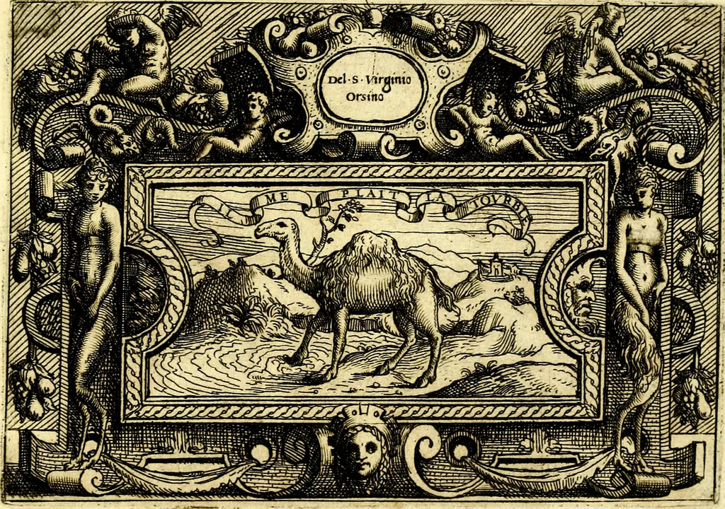 An illustration from Di Battista Pittoni pittore vicentino ano. M.D.LXVIII Impresse di diversi prencipi, dvchi, signori, e d'altri personaggi et hvomini letterati et illvstri. Con priuillegio di Venetia per anni XV. Con alcune stanze del Dolce che dichiarano i motti di esse imprese, 1562, leaf 72