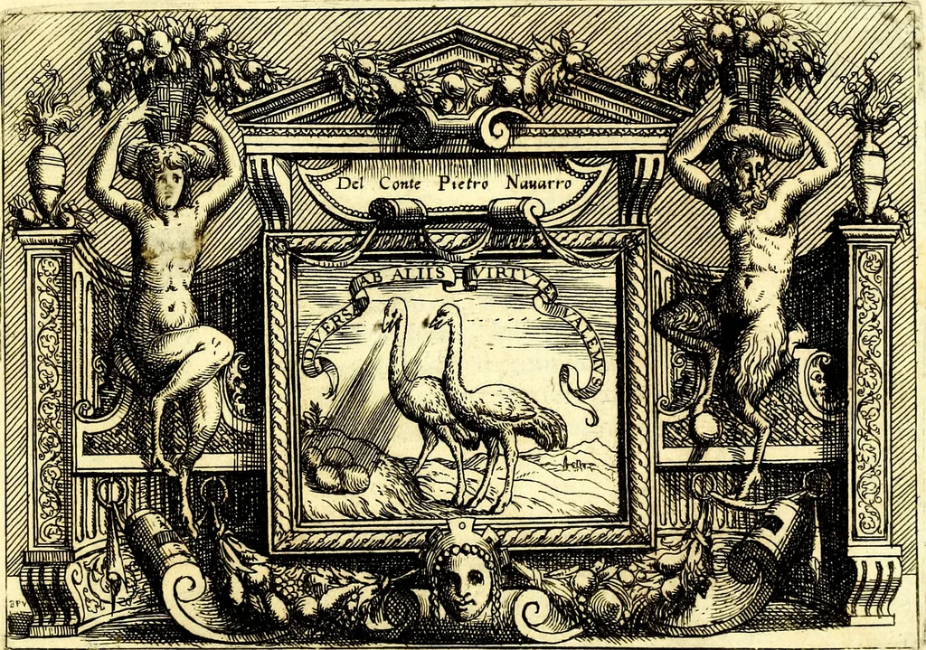 An illustration from Di Battista Pittoni pittore vicentino ano. M.D.LXVIII Impresse di diversi prencipi, dvchi, signori, e d'altri personaggi et hvomini letterati et illvstri. Con priuillegio di Venetia per anni XV. Con alcune stanze del Dolce che dichiarano i motti di esse imprese, 1562, leaf 96