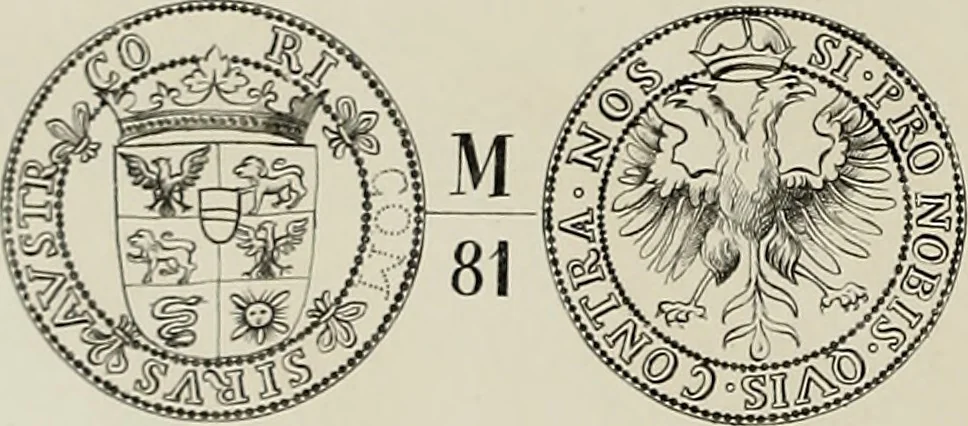 An illustration from Di Camillo e Siro da Correggio e della loro zecca : memorie storico-numismatiche, 1870, leaf 111