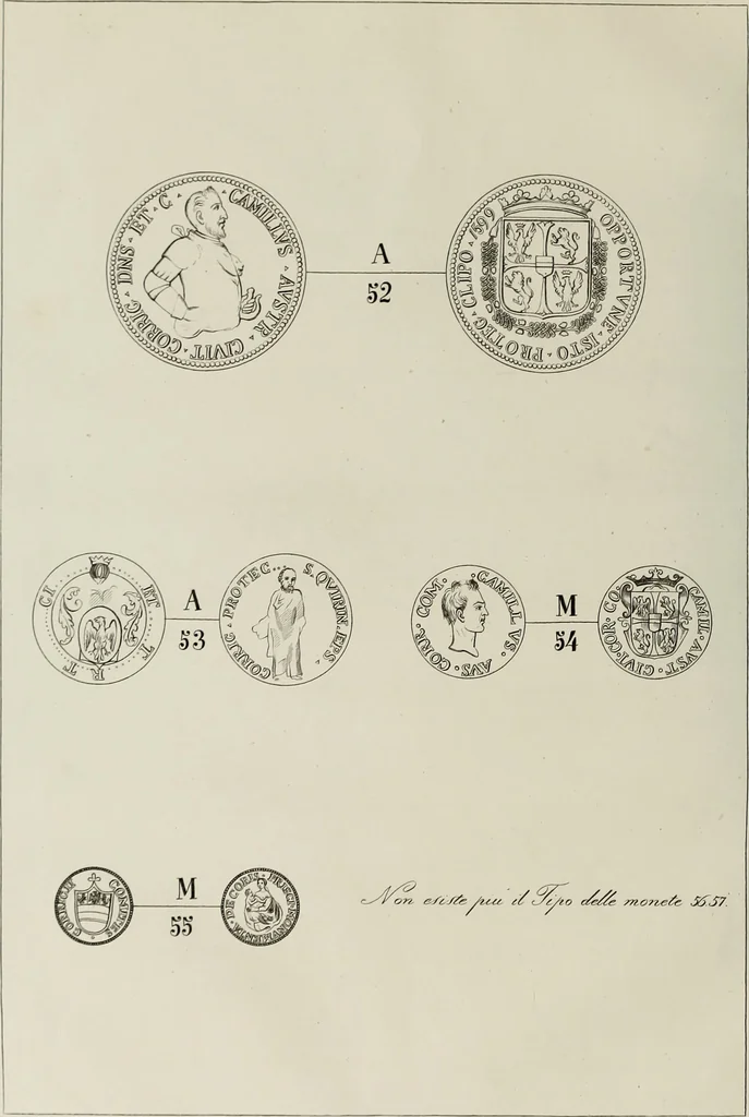 An illustration from Di Camillo e Siro da Correggio e della loro zecca : memorie storico-numismatiche, 1870, leaf 87