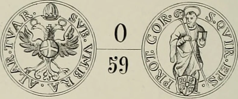 An illustration from Di Camillo e Siro da Correggio e della loro zecca : memorie storico-numismatiche, 1870, leaf 99