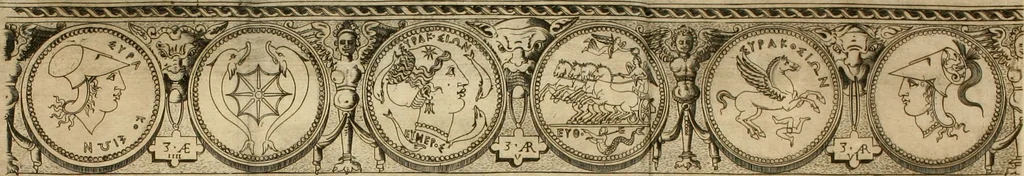 An illustration from Dichiarazioni della pianta dell'antiche Siracuse, e d'alcune scelte medaglie d'esse, e de' principi che quelle possedettero, 1613, leaf 165