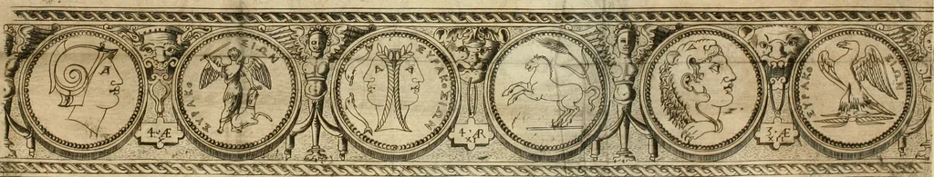 An illustration from Dichiarazioni della pianta dell'antiche Siracuse, e d'alcune scelte medaglie d'esse, e de' principi che quelle possedettero, 1613, leaf 165