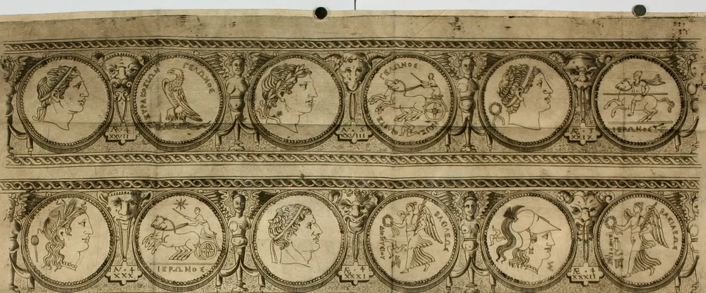 An illustration from Dichiarazioni della pianta dell'antiche Siracuse, e d'alcune scelte medaglie d'esse, e de' principi che quelle possedettero, 1613, leaf 231