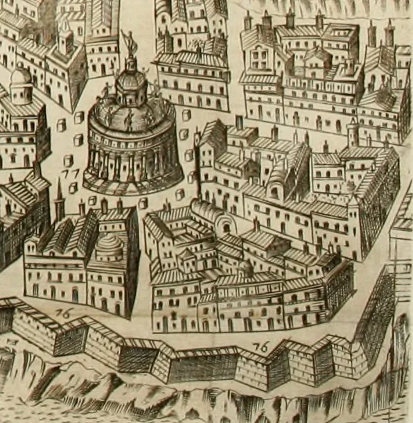 An illustration from Dichiarazioni della pianta dell'antiche Siracuse, e d'alcune scelte medaglie d'esse, e de' principi che quelle possedettero, 1613, leaf 53