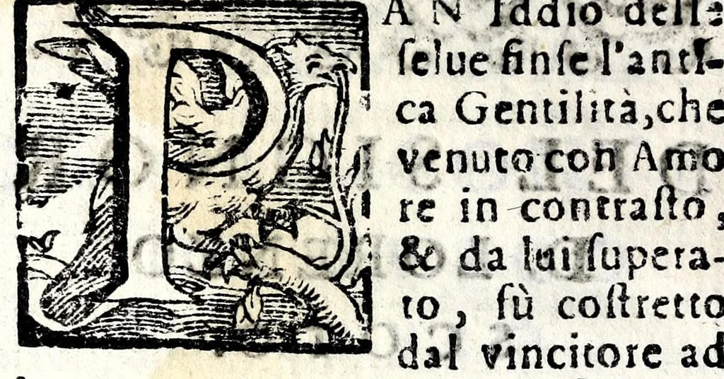 An illustration from Dicierie sacre del caualier Marino, 1619, leaf 220