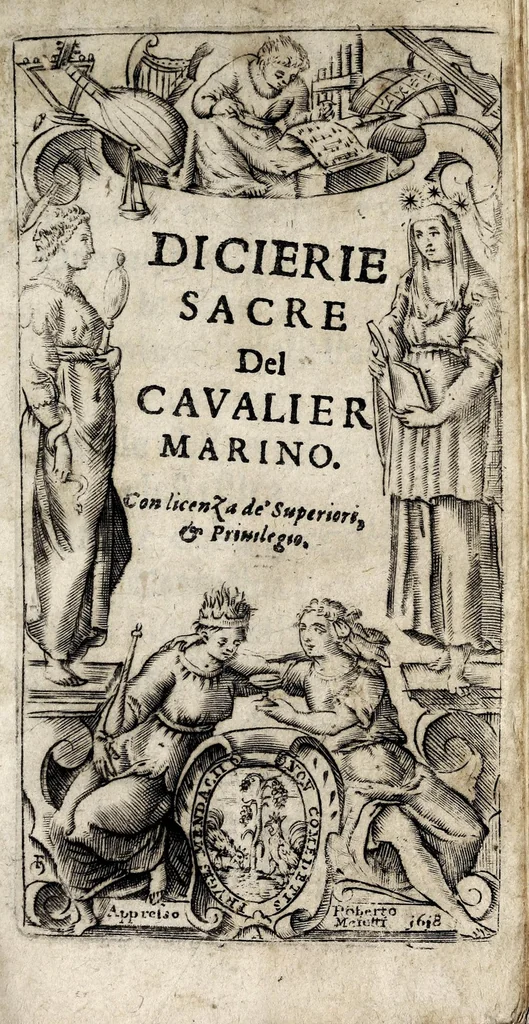 An illustration from Dicierie sacre del caualier Marino, 1619, leaf 5
