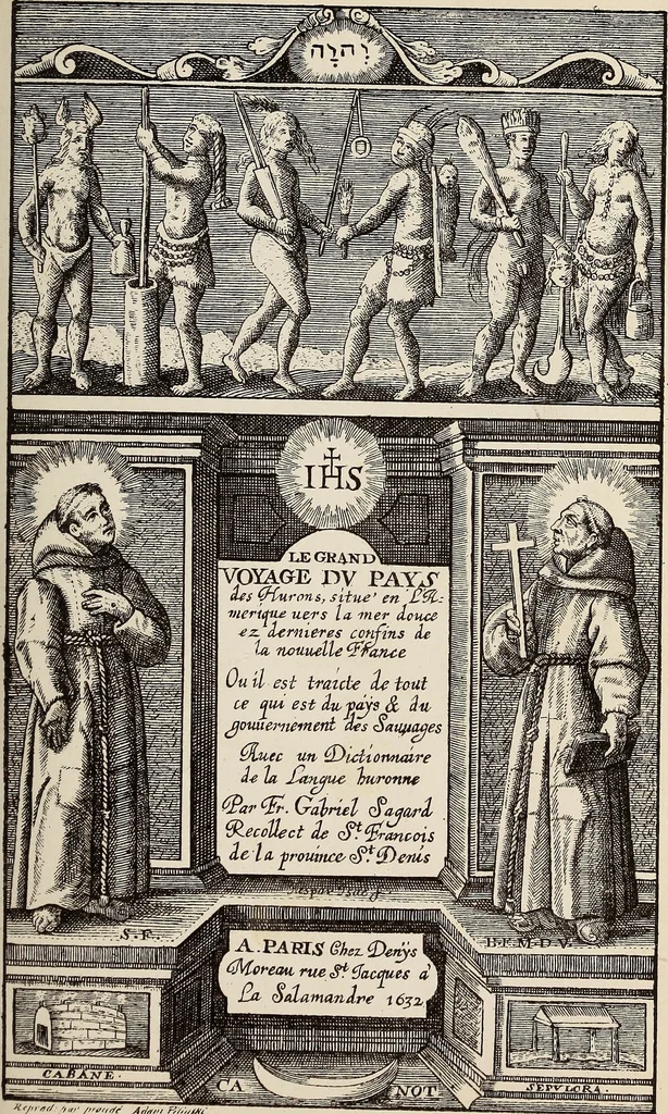An illustration from Dictionaire de la langue huronne necessaire a cevx qui n'ont l'intelligence d'icelle, 1632, leaf 12
