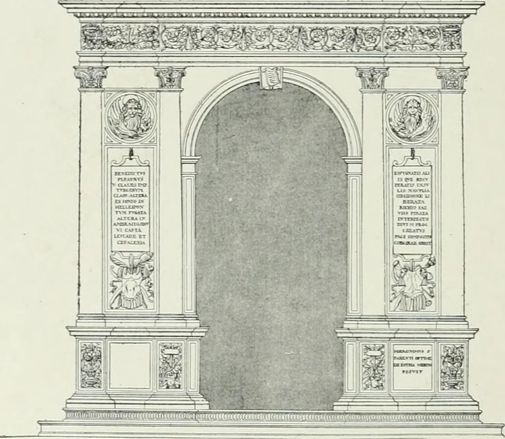 An illustration from A dictionary of architecture and building; biographical, historical and descriptive, 1901, leaf 490