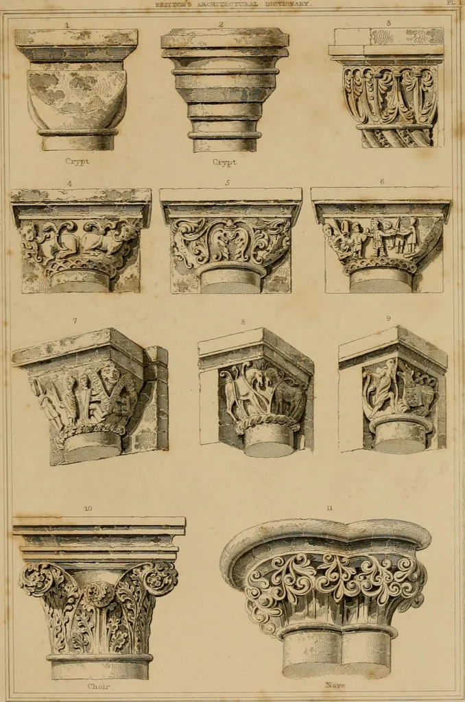 An illustration from A dictionary of the architecture and archaeology of the middle ages : including words used by ancient and modern authors in treating of architectural and other antiquities, also, biographical notices of ancient architects, 1883, leaf 121