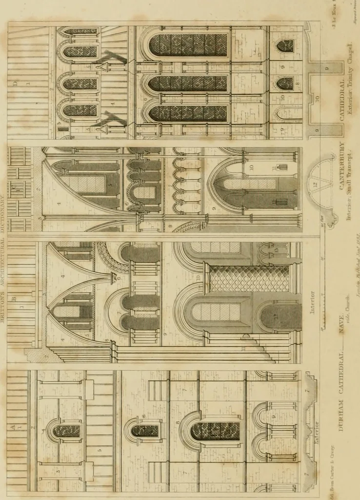 An illustration from A dictionary of the architecture and archaeology of the middle ages : including words used by ancient and modern authors in treating of architectural and other antiquities, also, biographical notices of ancient architects, 1883, leaf 136