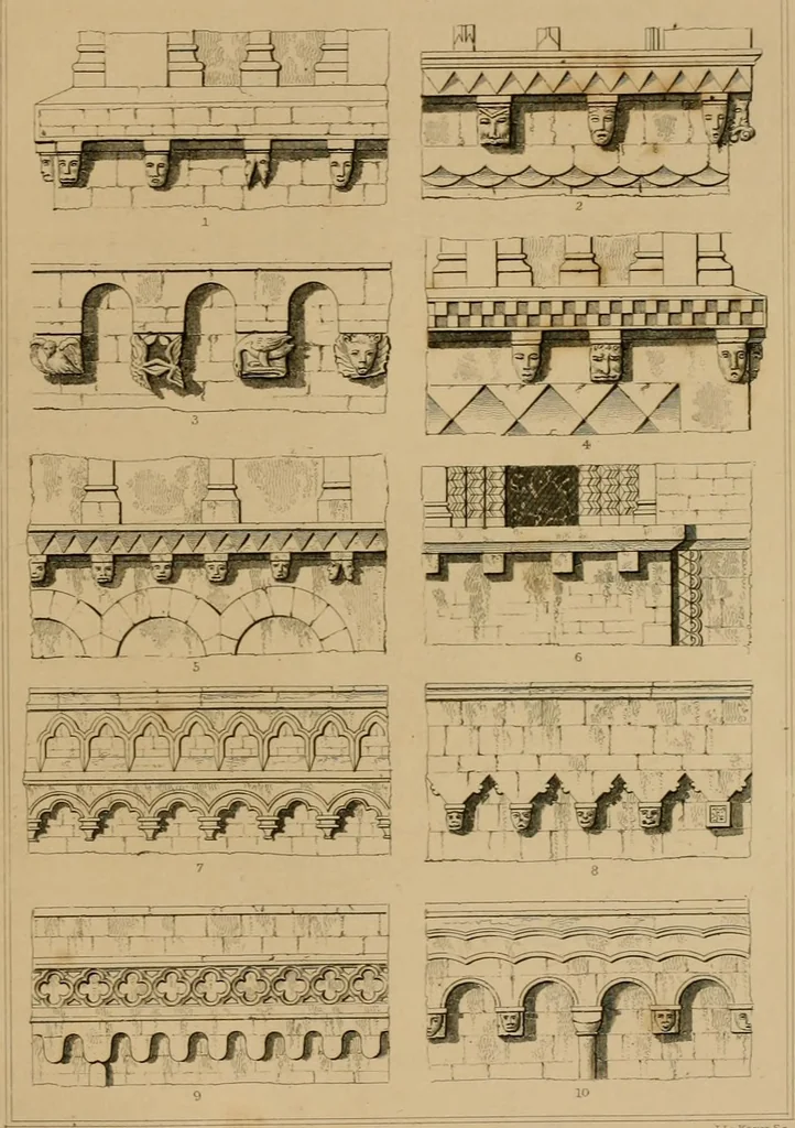 An illustration from A dictionary of the architecture and archaeology of the middle ages : including words used by ancient and modern authors in treating of architectural and other antiquities, also, biographical notices of ancient architects, 1883, leaf 181