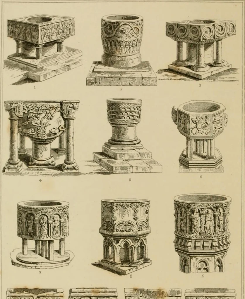 An illustration from A dictionary of the architecture and archaeology of the middle ages : including words used by ancient and modern authors in treating of architectural and other antiquities, also, biographical notices of ancient architects, 1883, leaf 232