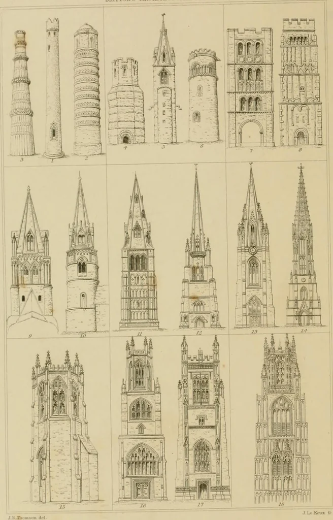 An illustration from A dictionary of the architecture and archaeology of the middle ages : including words used by ancient and modern authors in treating of architectural and other antiquities, also, biographical notices of ancient architects, 1883, leaf 340