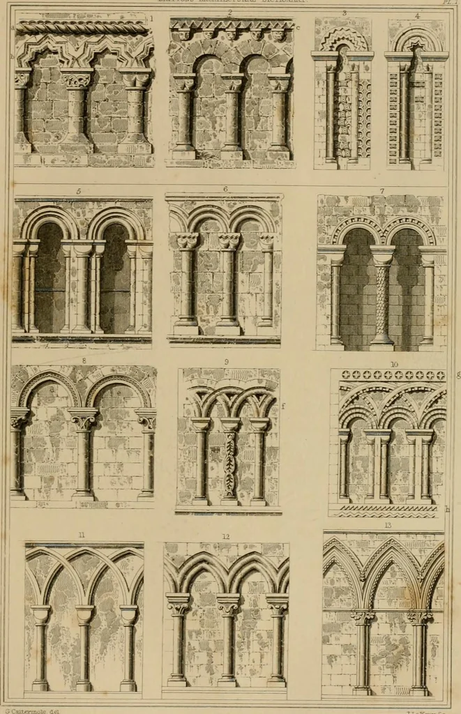 An illustration from A dictionary of the architecture and archaeology of the middle ages : including words used by ancient and modern authors in treating of architectural and other antiquities, also, biographical notices of ancient architects, 1883, leaf 55