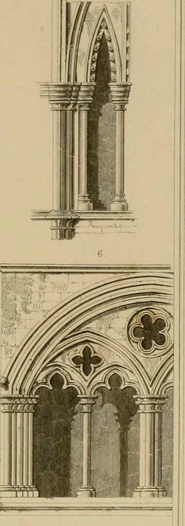 An illustration from A dictionary of the architecture and archaeology of the middle ages : including words used by ancient and modern authors in treating of architectural and other antiquities, also, biographical notices of ancient architects, 1883, leaf 57