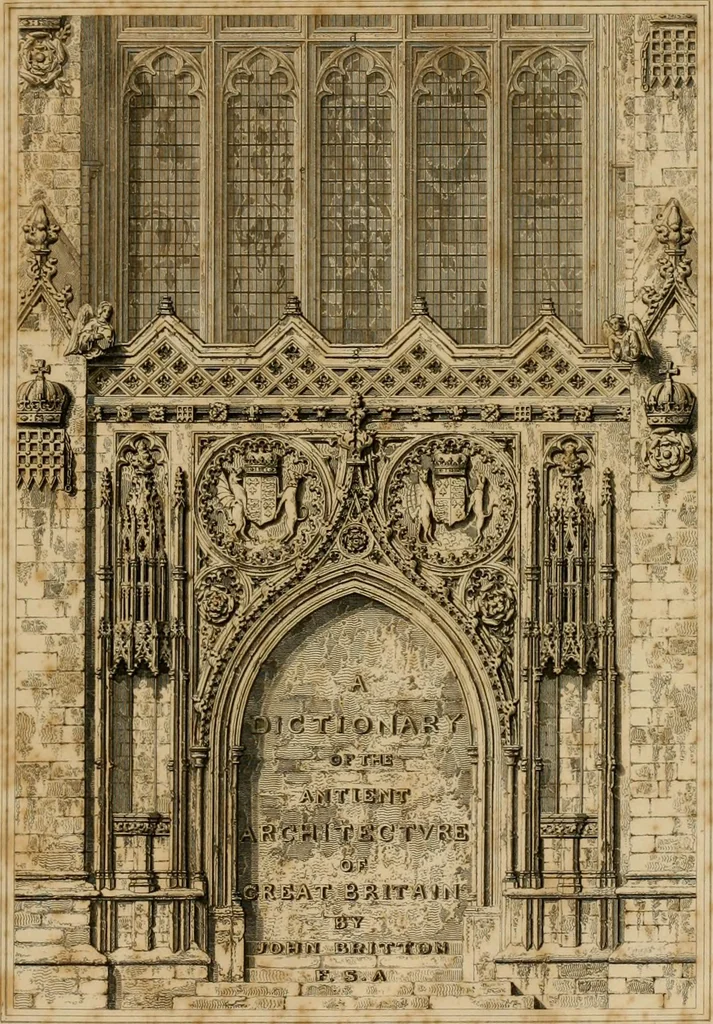 An illustration from A dictionary of the architecture and archaeology of the middle ages : including words used by ancient and modern authors in treating of architectural and other antiquities, also, biographical notices of ancient architects, 1883, leaf 7