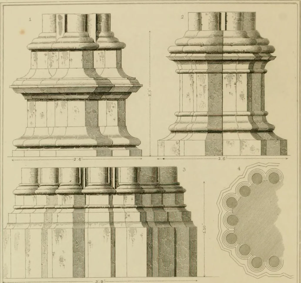 An illustration from A dictionary of the architecture and archaeology of the middle ages : including words used by ancient and modern authors in treating of architectural and other antiquities, also, biographical notices of ancient architects, 1883, leaf 92