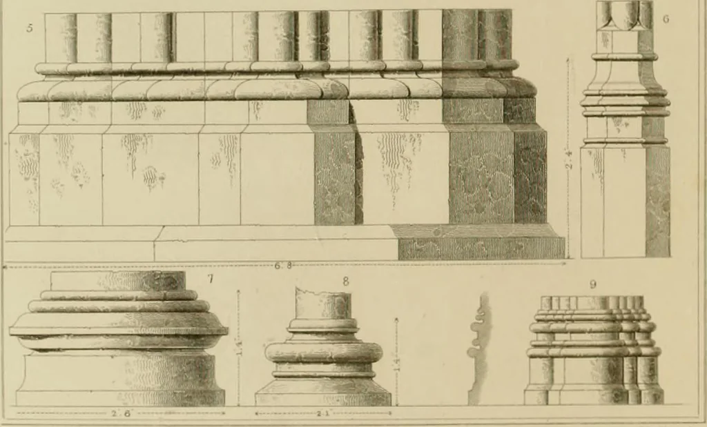 An illustration from A dictionary of the architecture and archaeology of the middle ages : including words used by ancient and modern authors in treating of architectural and other antiquities, also, biographical notices of ancient architects, 1883, leaf 92