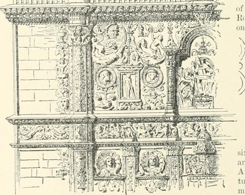 An illustration from A dictionary of architecture and building; biographical, historical and descriptive, 1901, leaf 68