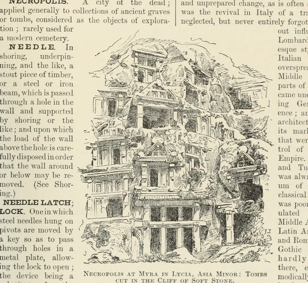 An illustration from A dictionary of architecture and building; biographical, historical and descriptive, 1901, leaf 590