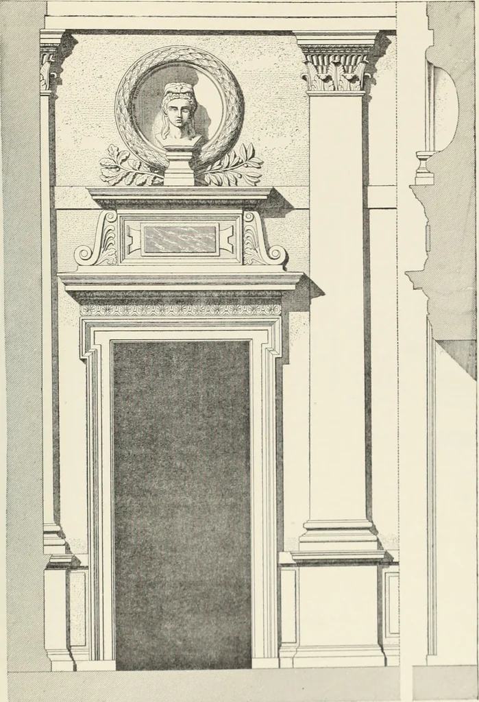 An illustration from A dictionary of architecture and building; biographical, historical and descriptive, 1901, leaf 596