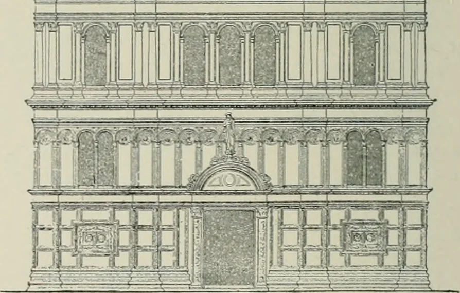 An illustration from A dictionary of architecture and building; biographical, historical and descriptive, 1901, leaf 181