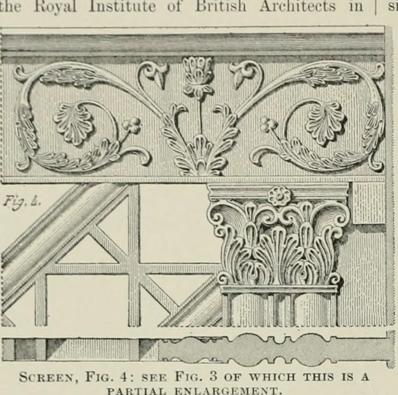 An illustration from A dictionary of architecture and building; biographical, historical and descriptive, 1901, leaf 281