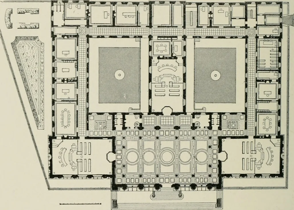 An illustration from A dictionary of architecture and building; biographical, historical and descriptive, 1901, leaf 49