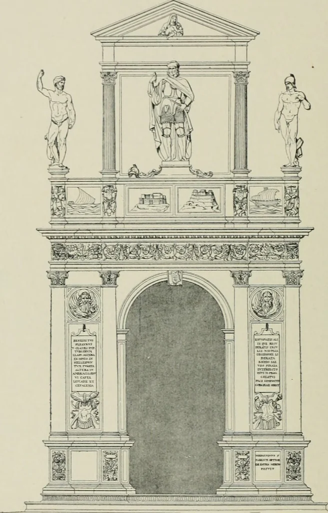 An illustration from A dictionary of architecture and building; biographical, historical and descriptive, 1901, leaf 497