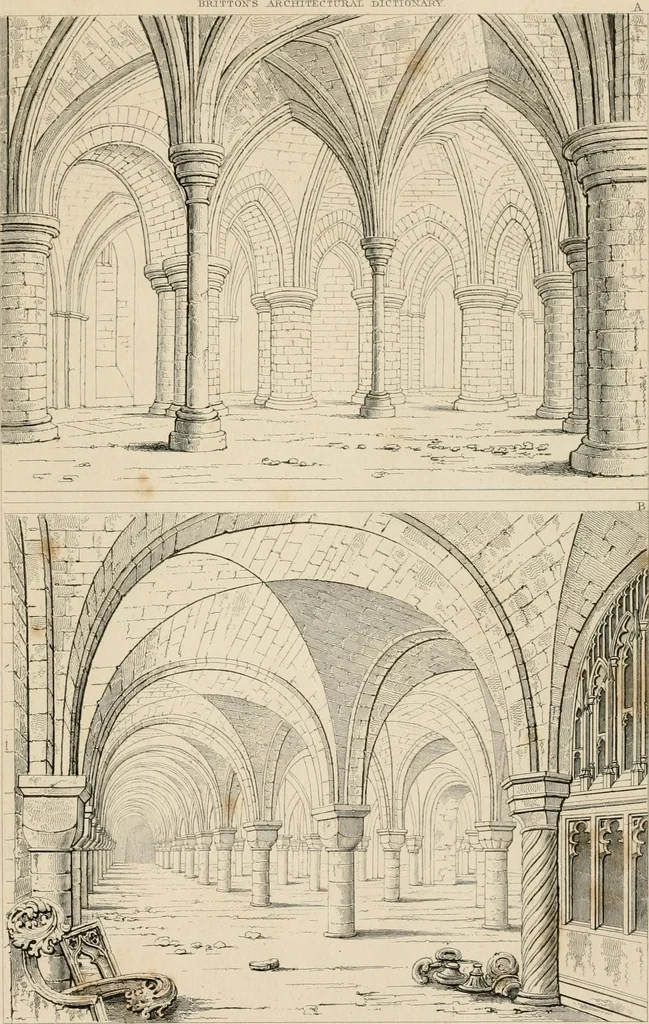 An illustration from A dictionary of the architecture and archaeology of the Middle Ages : including words used by ancient and modern authors in treating of architectural and other antiquities ... : also, biographical notices of ancient architects, 1838, leaf 583