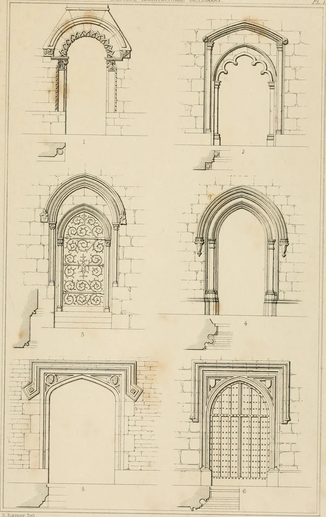 An illustration from A dictionary of the architecture and archaeology of the Middle Ages : including words used by ancient and modern authors in treating of architectural and other antiquities ... : also, biographical notices of ancient architects, 1838, leaf 587