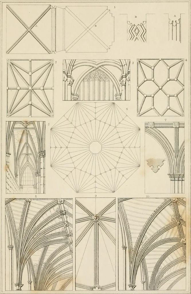 An illustration from A dictionary of the architecture and archaeology of the Middle Ages : including words used by ancient and modern authors in treating of architectural and other antiquities ... : also, biographical notices of ancient architects, 1838, leaf 595