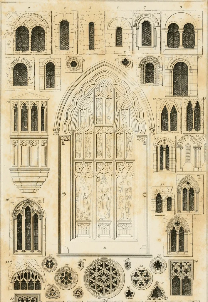An illustration from A dictionary of the architecture and archaeology of the Middle Ages : including words used by ancient and modern authors in treating of architectural and other antiquities ... : also, biographical notices of ancient architects, 1838, leaf 603