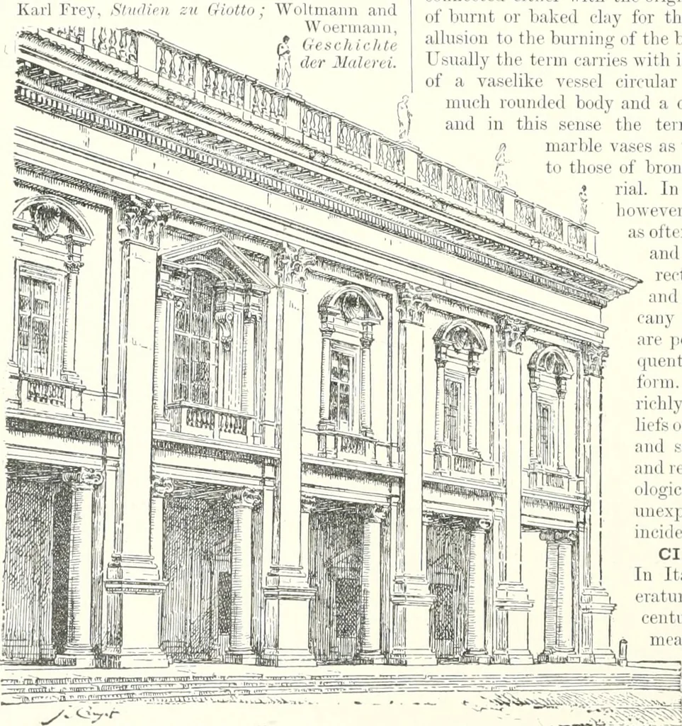 An illustration from A dictionary of architecture and building : biographical, historical, and descriptive, 1902, leaf 355