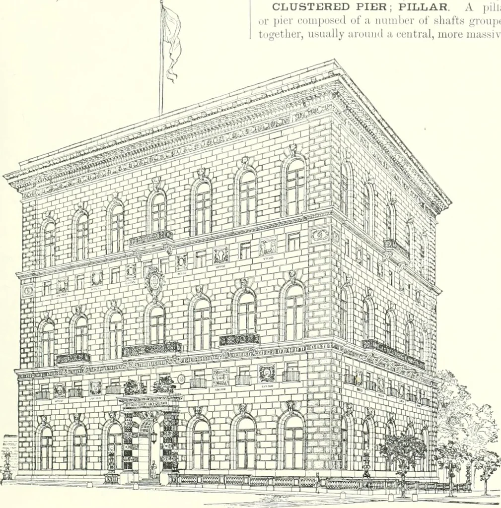 An illustration from A dictionary of architecture and building : biographical, historical, and descriptive, 1902, leaf 372