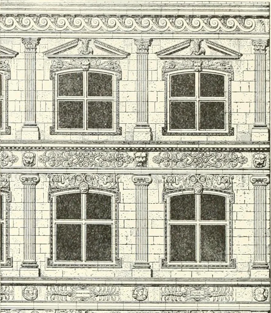 An illustration from A dictionary of architecture and building : biographical, historical, and descriptive, 1902, leaf 185