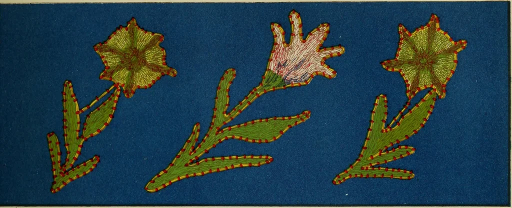 An illustration from The dictionary of needlework : an encyclopaedia of artistic, plain, and fancy needlework dealing fully with the details of all the stitches employed, the method of working, the materials used, the meaning of technical terms, and, where necessary, tracing the origin and history of the various works described, 1882, leaf 101