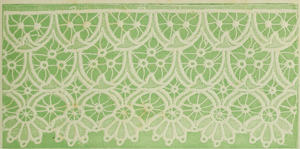 An illustration from The dictionary of needlework : an encyclopaedia of artistic, plain, and fancy needlework dealing fully with the details of all the stitches employed, the method of working, the materials used, the meaning of technical terms, and, where necessary, tracing the origin and history of the various works described, 1882, leaf 111
