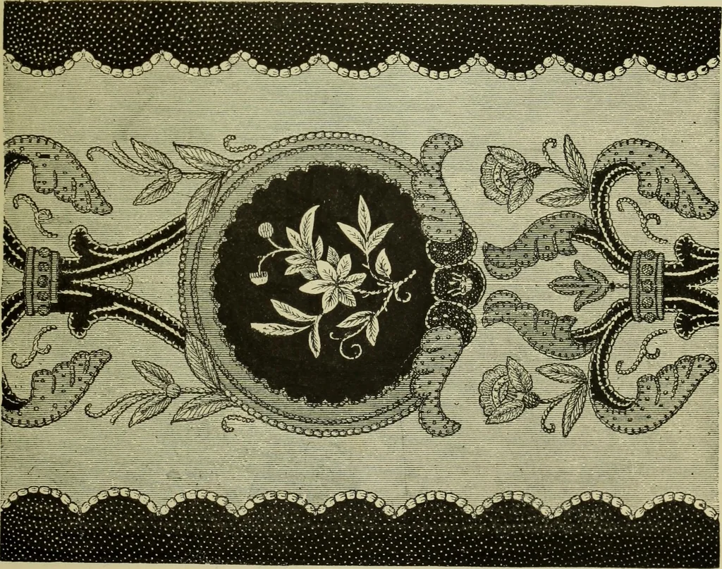 An illustration from The dictionary of needlework : an encyclopaedia of artistic, plain, and fancy needlework dealing fully with the details of all the stitches employed, the method of working, the materials used, the meaning of technical terms, and, where necessary, tracing the origin and history of the various works described, 1882, leaf 129