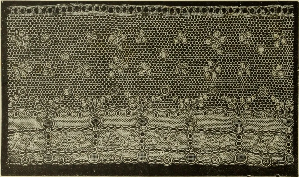An illustration from The dictionary of needlework : an encyclopaedia of artistic, plain, and fancy needlework dealing fully with the details of all the stitches employed, the method of working, the materials used, the meaning of technical terms, and, where necessary, tracing the origin and history of the various works described, 1882, leaf 14
