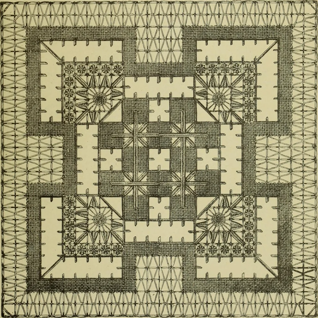 An illustration from The dictionary of needlework : an encyclopaedia of artistic, plain, and fancy needlework dealing fully with the details of all the stitches employed, the method of working, the materials used, the meaning of technical terms, and, where necessary, tracing the origin and history of the various works described, 1882, leaf 143