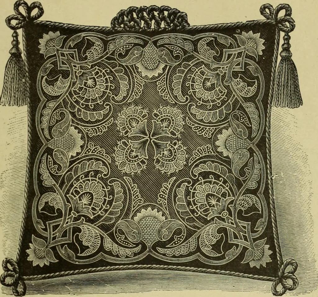 An illustration from The dictionary of needlework : an encyclopaedia of artistic, plain, and fancy needlework dealing fully with the details of all the stitches employed, the method of working, the materials used, the meaning of technical terms, and, where necessary, tracing the origin and history of the various works described, 1882, leaf 149